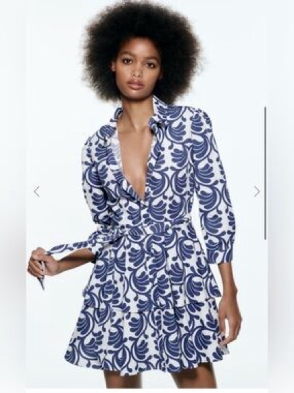 Zara Blue and White Printed Shirt Dress